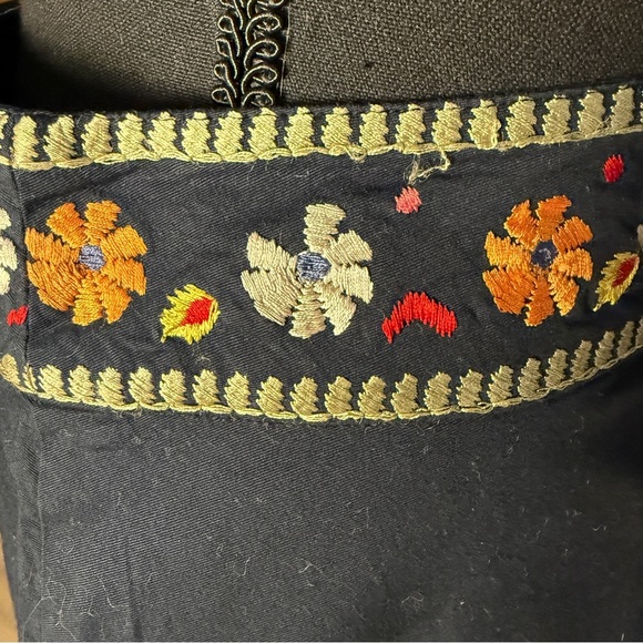 Embroidered Navy Boho A-Line Midi Skirt - Picture 9 of 9